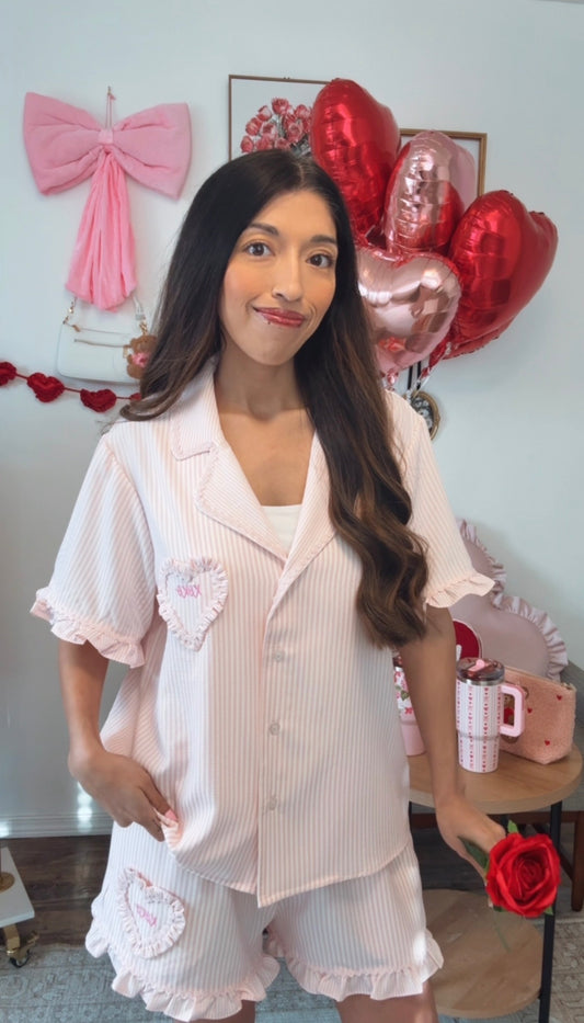 Love Notes Striped Pajamas Set