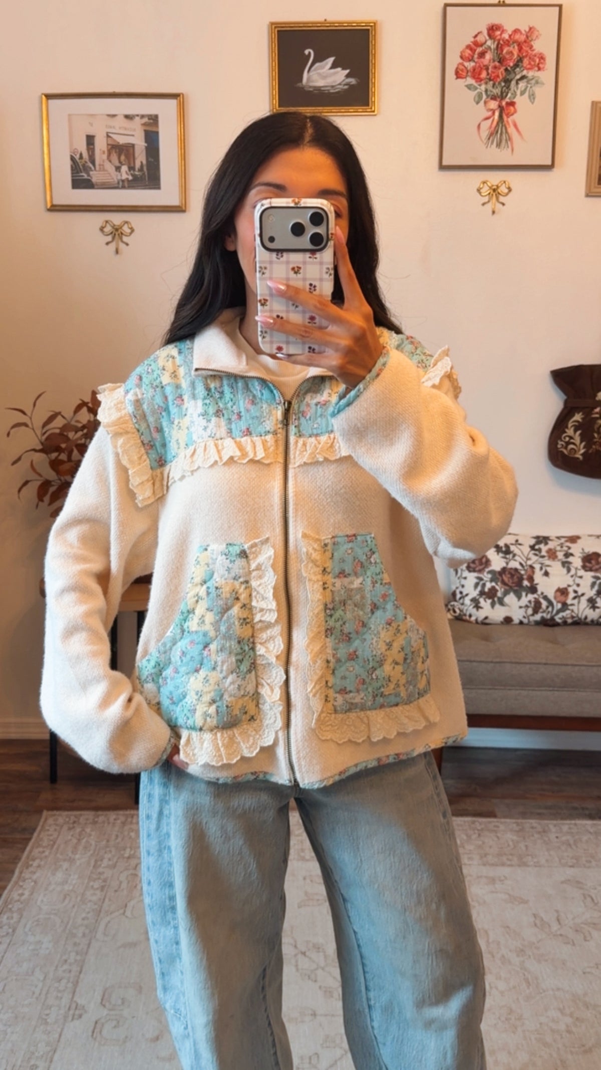 Dear September Ruffle Zip Jacket - Soft fleece/ Patchwork
