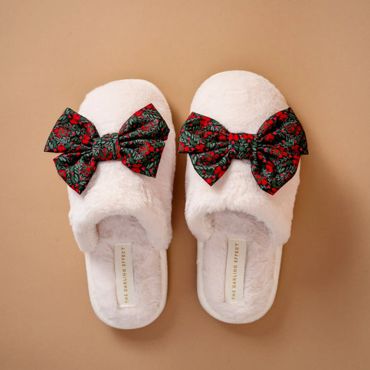 Holly Berry Bow Slippers