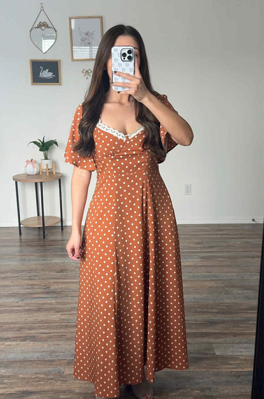 Golden Maple Dotted Dress